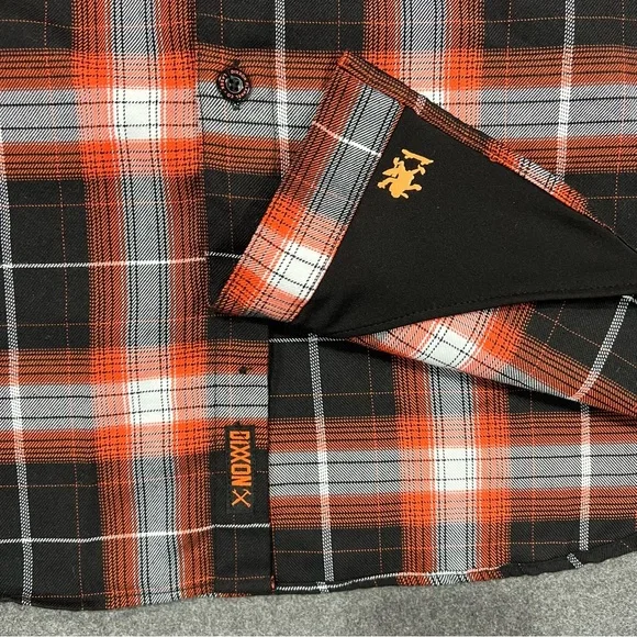 Dixxon Flannel x Bucky Lasek Orange White Black Plaid Button Down Men’s Large - Picture 5 of 9